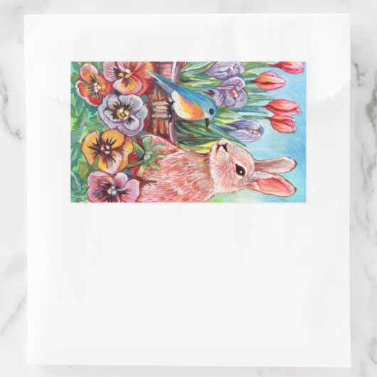 Spring Bunny Rechteckiger Aufkleber (Tasche)