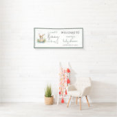 Spring Bunny Watercolor Baby Dusche Willkommen Banner (Insitu)