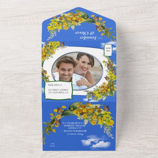 Spring Buttercup Blume All In One Einladung (Außenbereich)