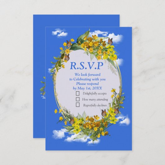 Spring Buttercup Blume RSVP Karte (Vorne/Hinten)