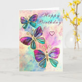 Spring Butterfliegen Flying Birthday Card Karte (Gelbe Blume)