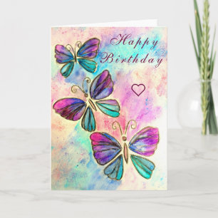 Spring Butterfliegen Flying Birthday Card Karte