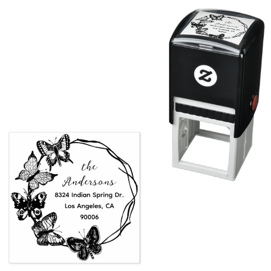 Spring Butterflies Elegante Script-Rücksendeadress Permastempel (Beispiel)