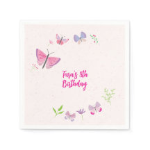 Spring Butterfly Birthday Napkins