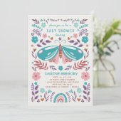Spring Butterfly & Blume Garden Kinderdusche Einladung (Stehend Vorderseite)
