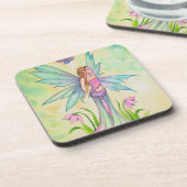 Spring Butterfly Faiasy Fantasy Art Getränkeuntersetzer (Linke Seite)