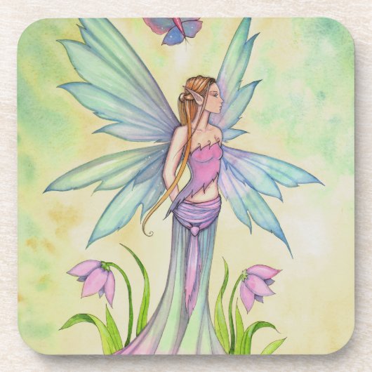 Spring Butterfly Faiasy Fantasy Art Getränkeuntersetzer (Vorderseite)