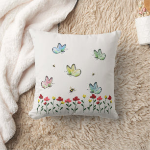 : Spring Butterfly & Floral Square Kissen - frisch