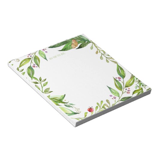 Spring Butterfly Garden | Eigene Monogramm hinzufü Notizblock (angewinkelt)