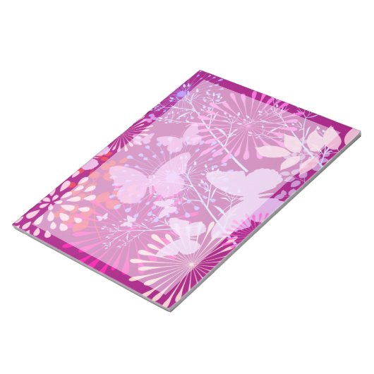 Spring Butterfly Garden Vibranly Lila Pink Girly Notizblock (angewinkelt)