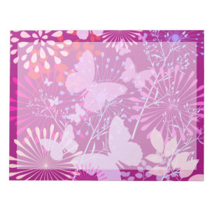 Spring Butterfly Garden Vibranly Lila Pink Girly Notizblock