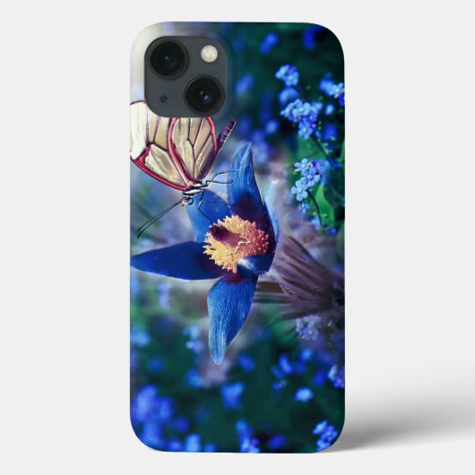 Spring Butterfly on Blue Flower Case-Mate iPhone Hülle (Rückseite)