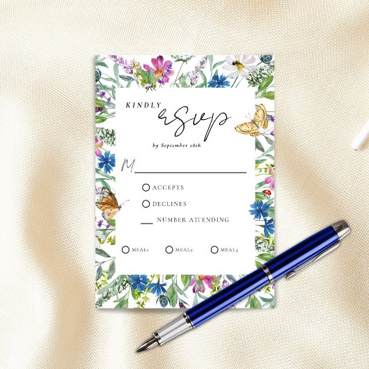 Spring Butterfly Wildblume Hochzeit RSVP Karte