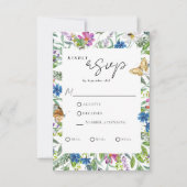 Spring Butterfly Wildblume Hochzeit RSVP Karte (Vorderseite)