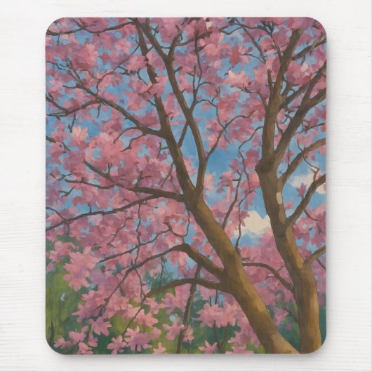 Spring Canopy - Blossom Tree & Blue Sky Malerei Mousepad (Vorne)