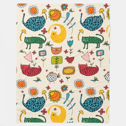 Spring Cat Beige - niedliches, lustiges Kätzchen Fleecedecke (Vorderseite)