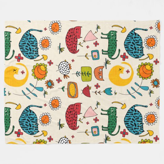 Spring Cat Beige - niedliches, lustiges Kätzchen Fleecedecke (Vorderseite (Horizontal))