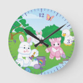 Spring Celebration Egg Hunt Runde Wanduhr (Vorderseite)