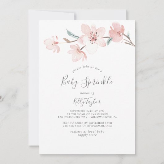 Spring Cherry Blossom Baby Sprinkle Einladung (Vorderseite)