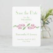 Spring Cherry Blossom Blume Save the Date Blumenbe (Stehend Vorderseite)