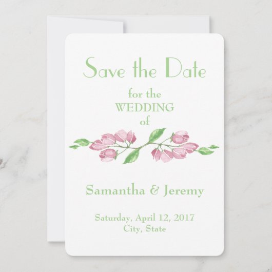 Spring Cherry Blossom Blume Save the Date Blumenbe (Vorderseite)