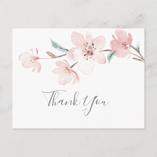 Spring Cherry Blossom Danke, Postcard Postkarte (Vorderseite)