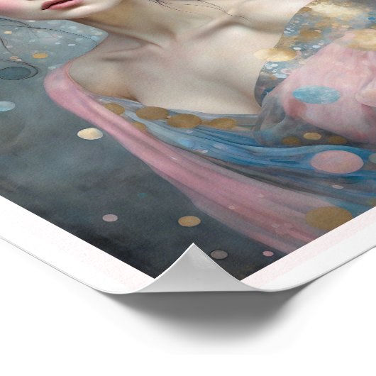 Spring Cherry Blossom Frau mit dunklem Haar Poster (Ecke)