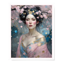 Spring Cherry Blossom Frau mit dunklem Haar