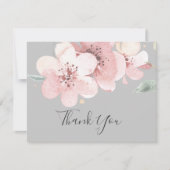 Spring Cherry Blossom | Graue Dankeschön Karte (Vorderseite)