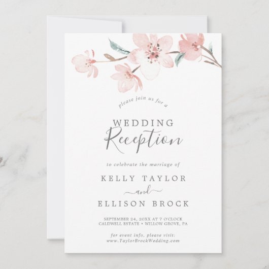 Spring Cherry Blossom Hochzeitsempfang Einladung (Vorderseite)