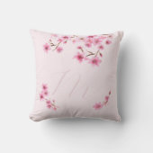 Spring Cherry Blossom Monogram Bridesmaid Geschenk Kissen (Vorderseite)