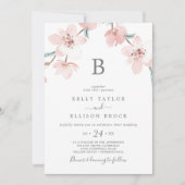 Spring Cherry Blossom Monogram Wedding Einladung (Vorderseite)
