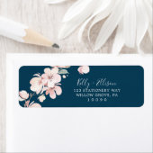 Spring Cherry Blossom | Navy Return Address Label (Insitu)