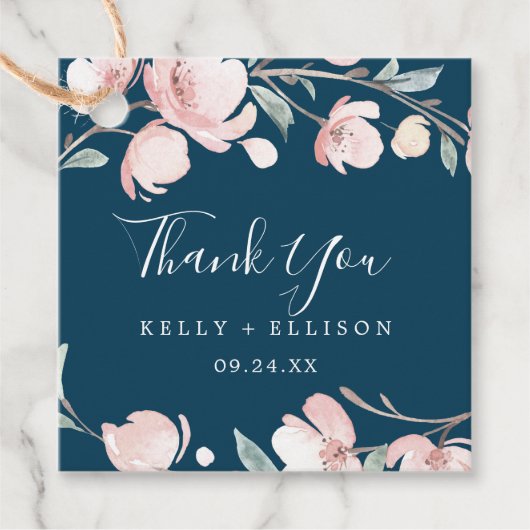 Spring Cherry Blossom | Navy Vielen Dank Geschenkanhänger (Vorderseite)