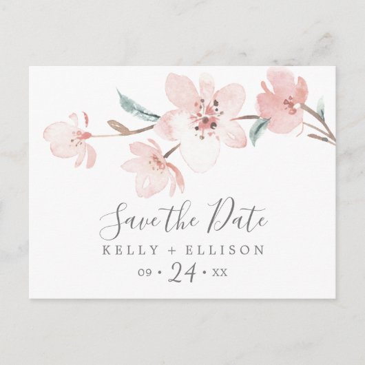 Spring Cherry Blossom Save the Date Postkarte (Vorderseite)