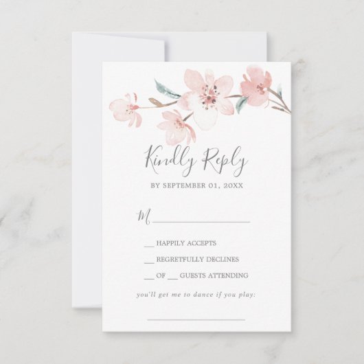 Spring Cherry Blossom Song Request RSVP Card (Vorderseite)