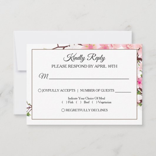Spring Cherry Blossom Wedding RSVP Card (Vorderseite)