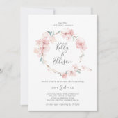 Spring Cherry Blossom Wreath Wedding Einladung (Vorderseite)
