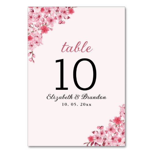 Spring Cherry Wedding – Sakura Flower  Tischnummer (Vorderseite)