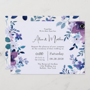 Spring Chic Lila und Aquamarine Peony Wedding Einladung