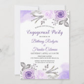 Spring Chic Pastel Purple Flowers Engagement Party Einladung (Vorderseite)