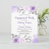Spring Chic Pastel Purple Flowers Engagement Party Einladung (Stehend Vorderseite)
