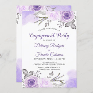 Spring Chic Pastel Purple Flowers Engagement Party Einladung