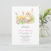 Spring Chick Baby Dusche Einladung (Stehend Vorderseite)