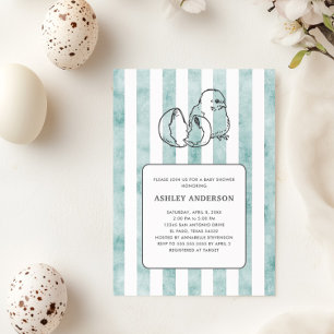Spring Chick & Stripes Vintag Style Baby Dusche Einladung