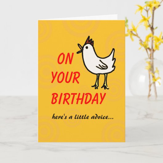 Spring Chicken Birthday Card Karte (Gelbe Blume)