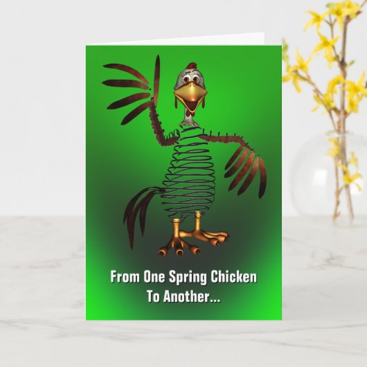Spring Chicken Birthday Karte (Gelbe Blume)