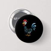 Spring Chicken Chicken On Go Stick Funny Chicken Button (Vorne & Hinten)