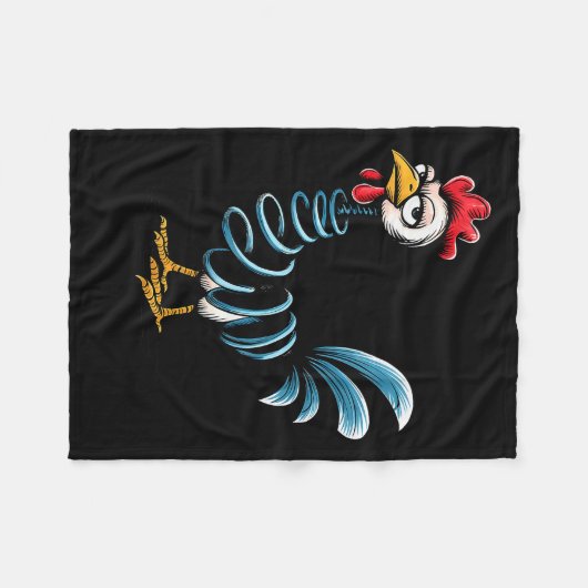 Spring Chicken Chicken On Go Stick Funny Chicken Fleecedecke (Vorderseite (Horizontal))