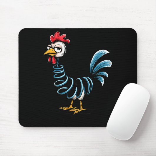 Spring Chicken Chicken On Go Stick Funny Chicken Mousepad (Mit Mouse)